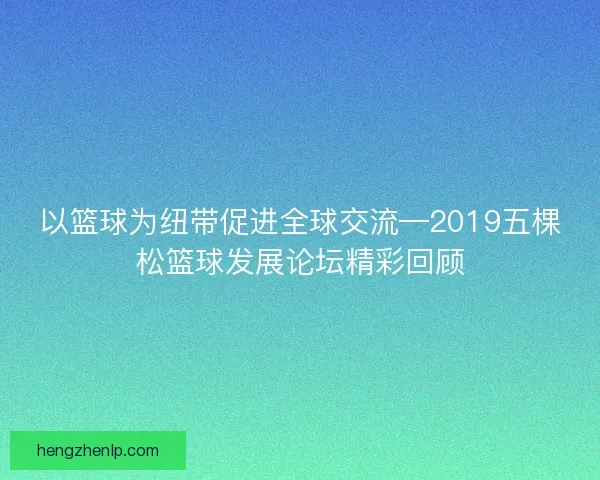 以篮球为纽带促进全球交流—2019五棵松篮球发展论坛精彩回顾